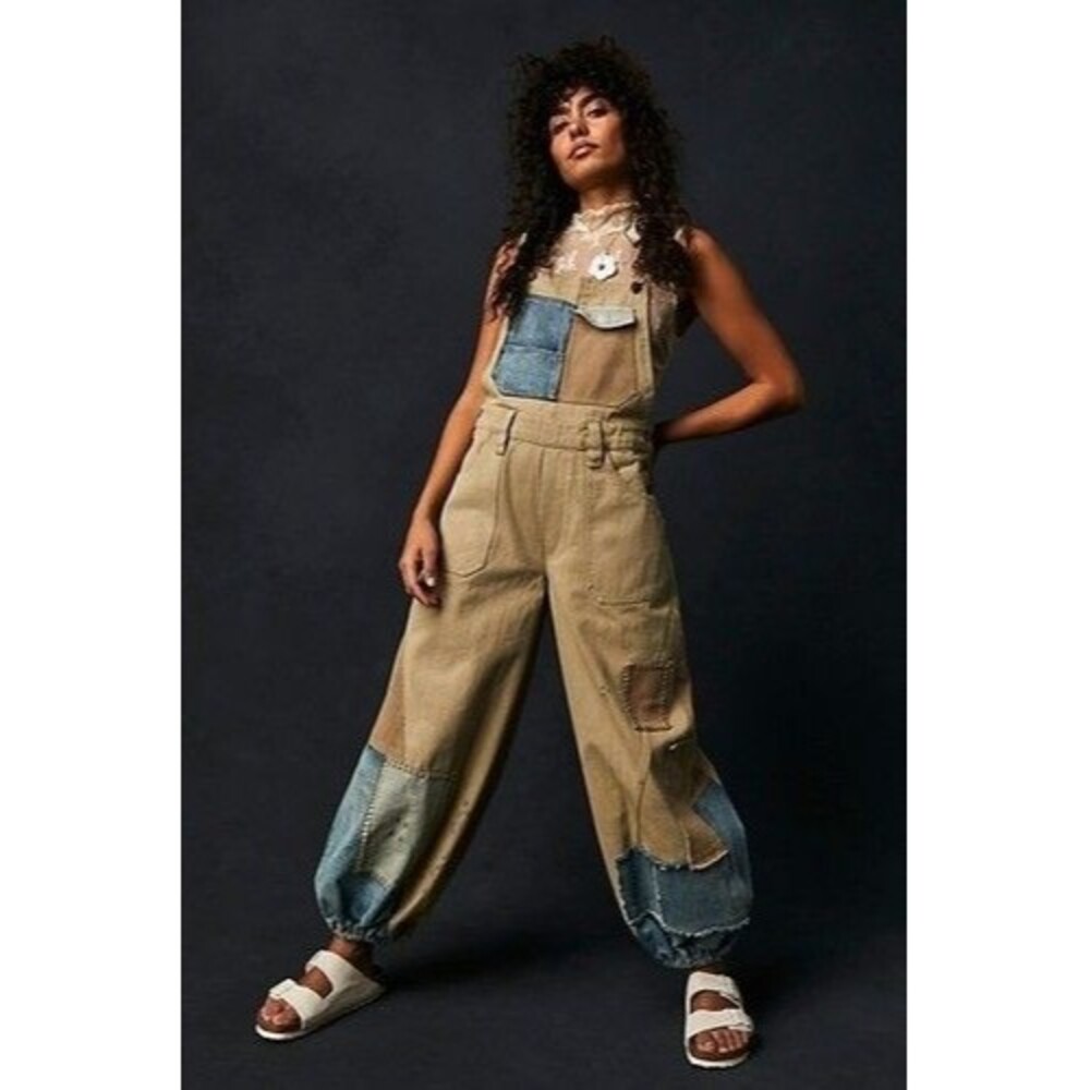 Free People We The Free Bittersweet Embroidered Overalls Jumpsuit Dress M 289950